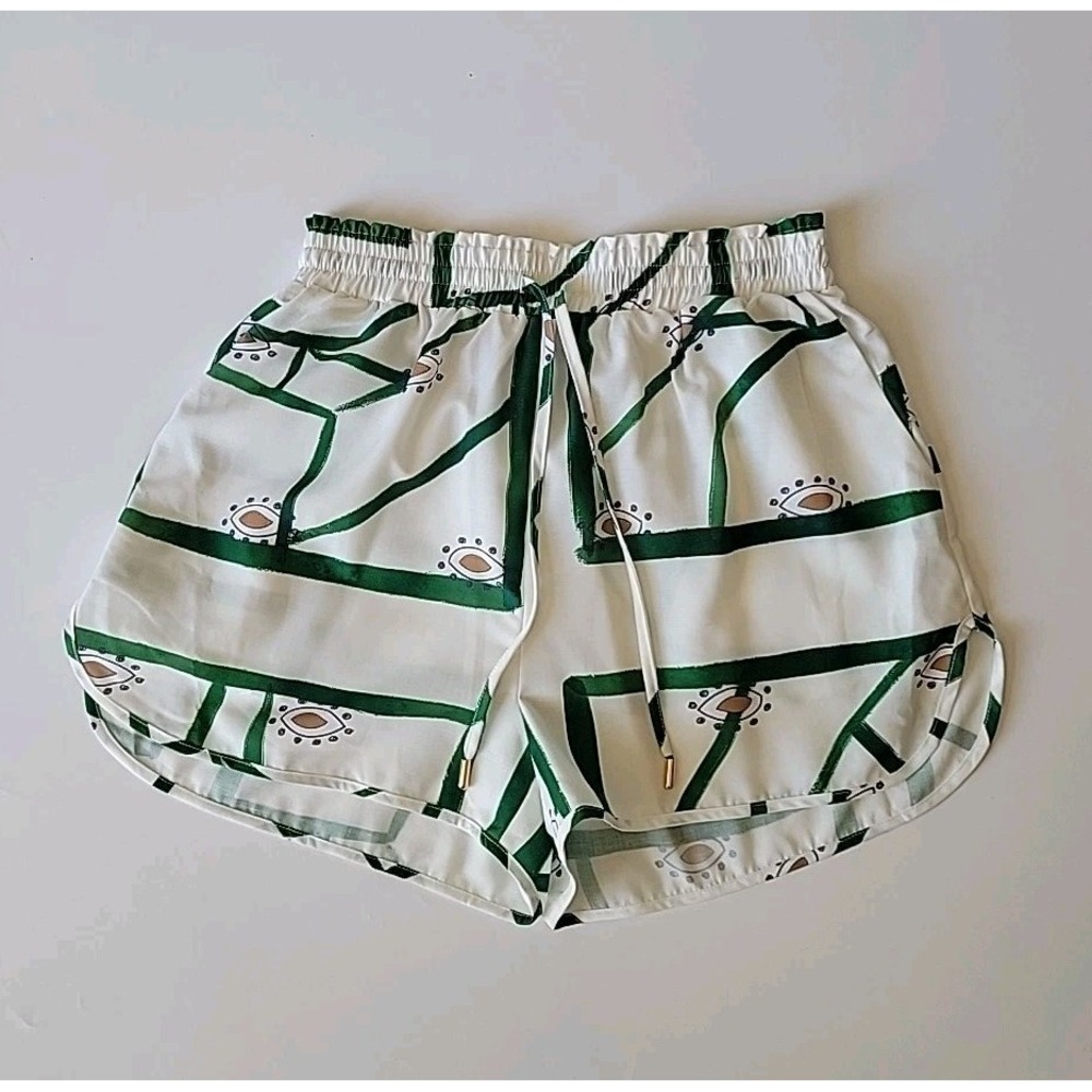 Commense Pallas Sirus Grid Pull On Shorts‎ Large NEW Casual Coastal Lounge Retro
